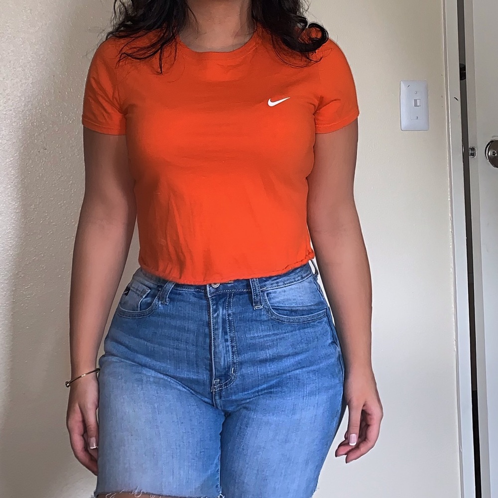 Orange cropped Nike Tee